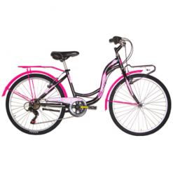 Bicicletta Bambina Coppi TAYLOR 24" 6 Velocità Nero Fucsia